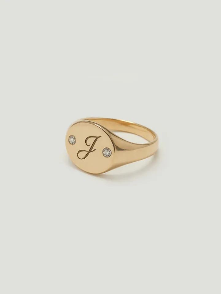 Outlet Diamond Duo Baby Signet All|Rings