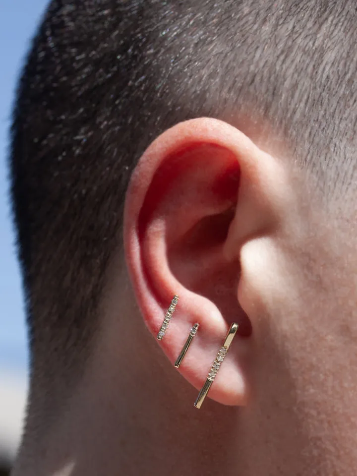 Fashion Diamond Rod Stud All|Earrings