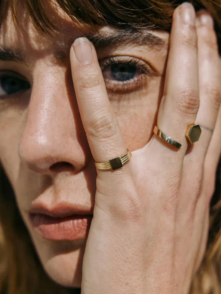 Hot Hexagon ID Signet All|Rings