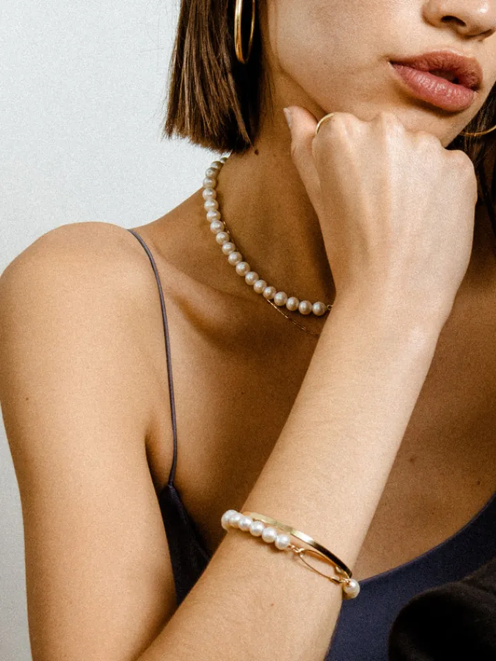 Online Pearl Safety Pin Choker All|Necklaces