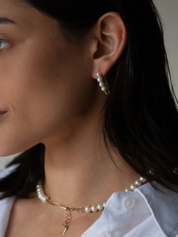 Online Pearl Safety Pin Choker All|Necklaces