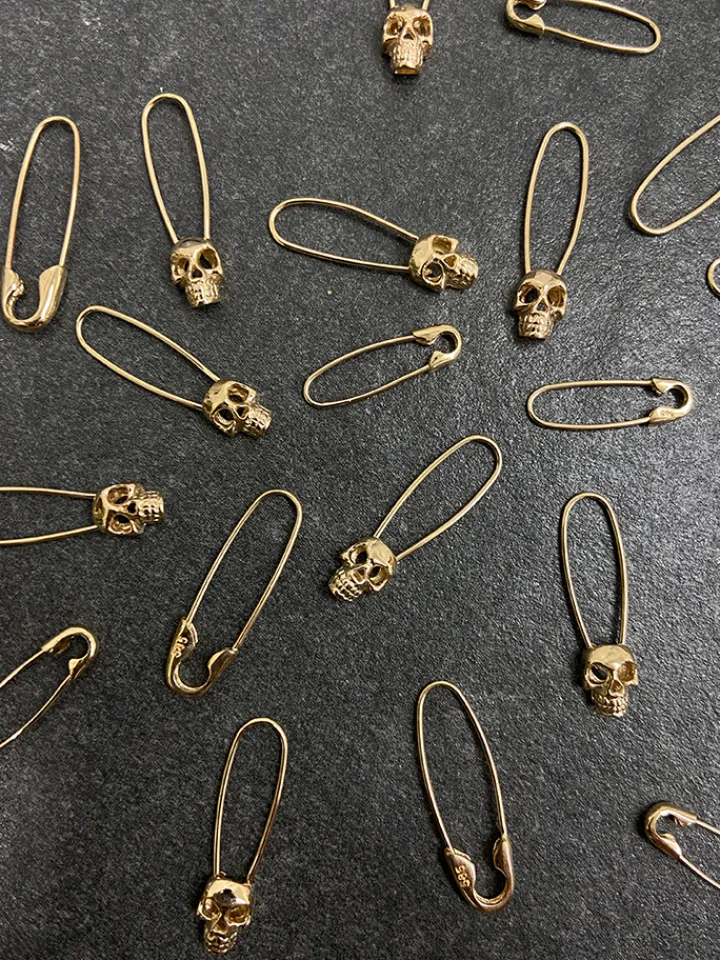 New Skull Safety Pin Earring All|Earrings